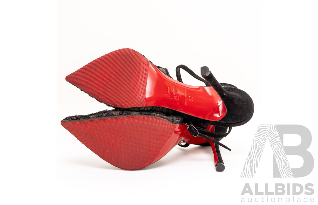 Christian Louboutin Acide Lace 100 Flocked Tulle Pumps, 10cm Heels, Size 35