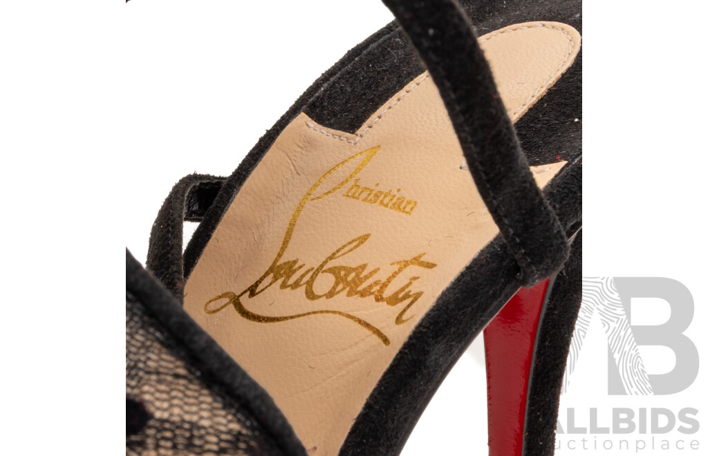 Christian Louboutin Acide Lace 100 Flocked Tulle Pumps, 10cm Heels, Size 35