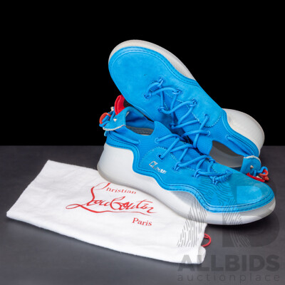 Christian Louboutin Arpoador Donna Clear Sole Suede Sneaker in 'Marine' Size 45