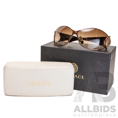 Versace Sheild Sunglasses, Bronze, MOD 2064-8 1169/13 87012 110, with Case and Box