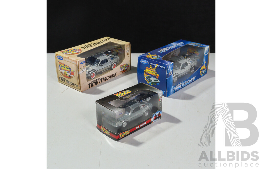 Three Boxed Back to the Future Deloreans