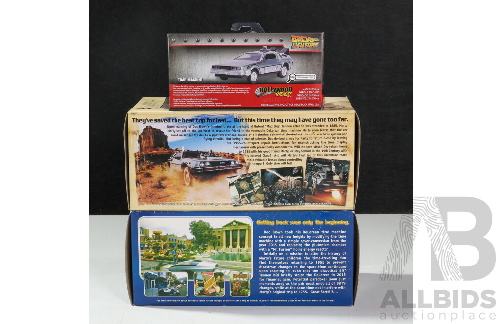 Three Boxed Back to the Future Deloreans