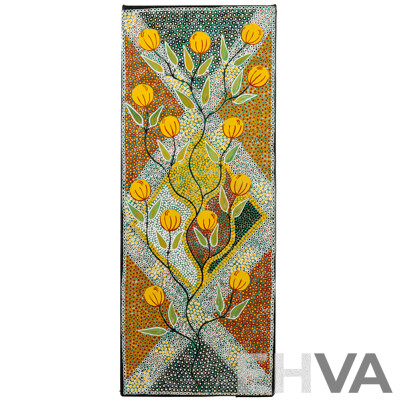 Artist Unknown, (20th Century, Indigenous-Australian), Golden Wattle, Lovely Original Acrylic on Canvas, 63 x 25 cm (3)
