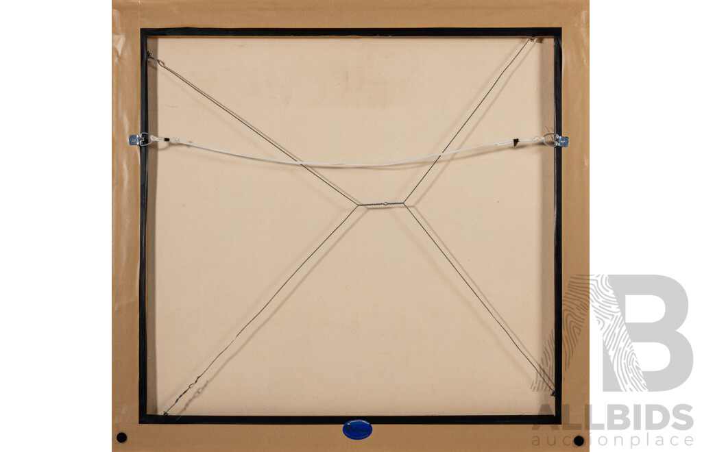 Chris Kauage (20th Century, Papua New Guinean), Native Villagers Fishing Expedition, Wonderful Original Oil on Canvas, 76 x 80 cm (frame)