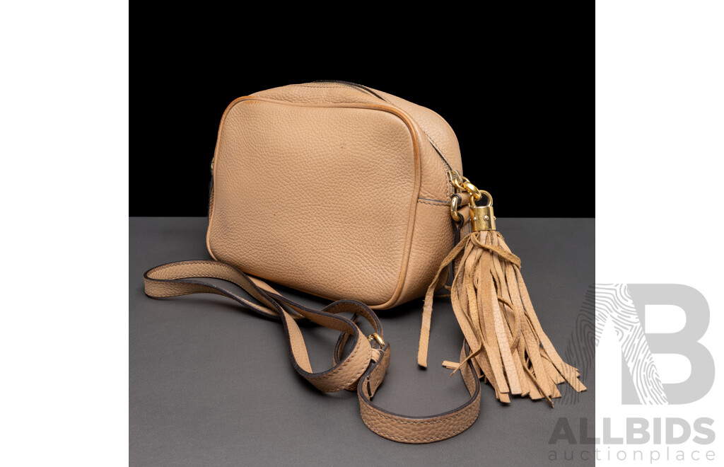 Gucci GG Disco Messenger Bag, Taupe Leather