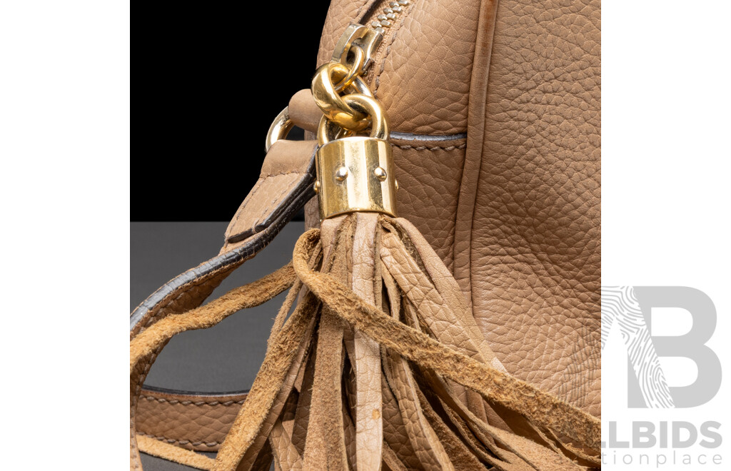 Gucci GG Disco Messenger Bag, Taupe Leather