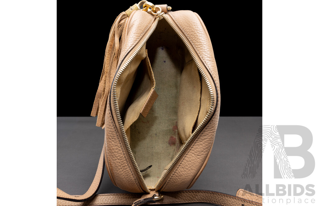 Gucci GG Disco Messenger Bag, Taupe Leather