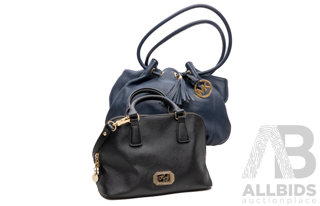 Michael Kors Navy Hobo Tote Handbag & Leona Edmiston Black Bowler Bag