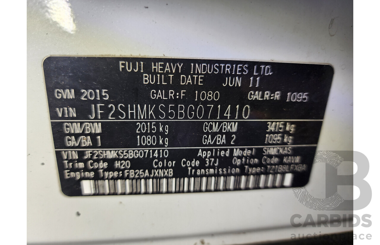 7/2011 Subaru Forester XS MY11 4d Wagon White 2.5L