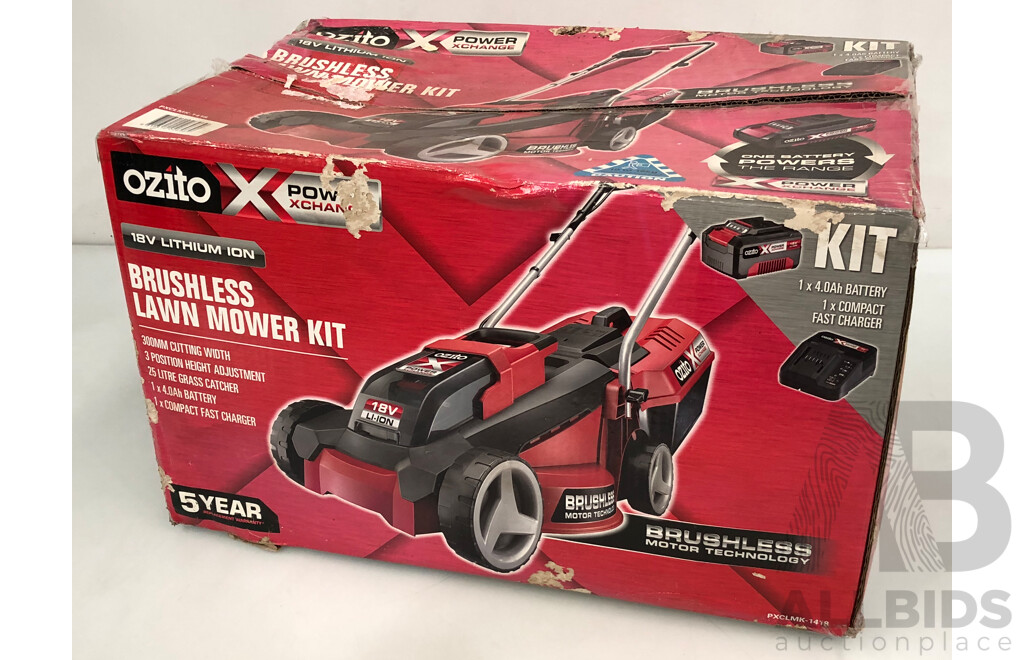 Ozito Power XChange 18 Volt Brushless Electric Lawn Mower Kit - New