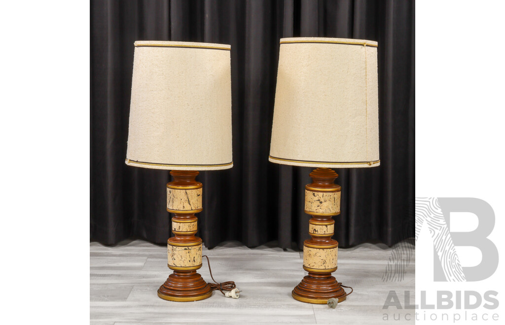 Pair of Mid Century Table Lamps with Cork Detail