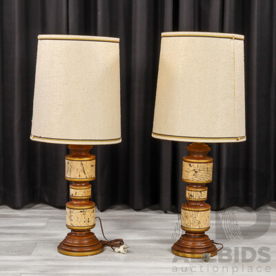 Pair of Mid Century Table Lamps with Cork Detail