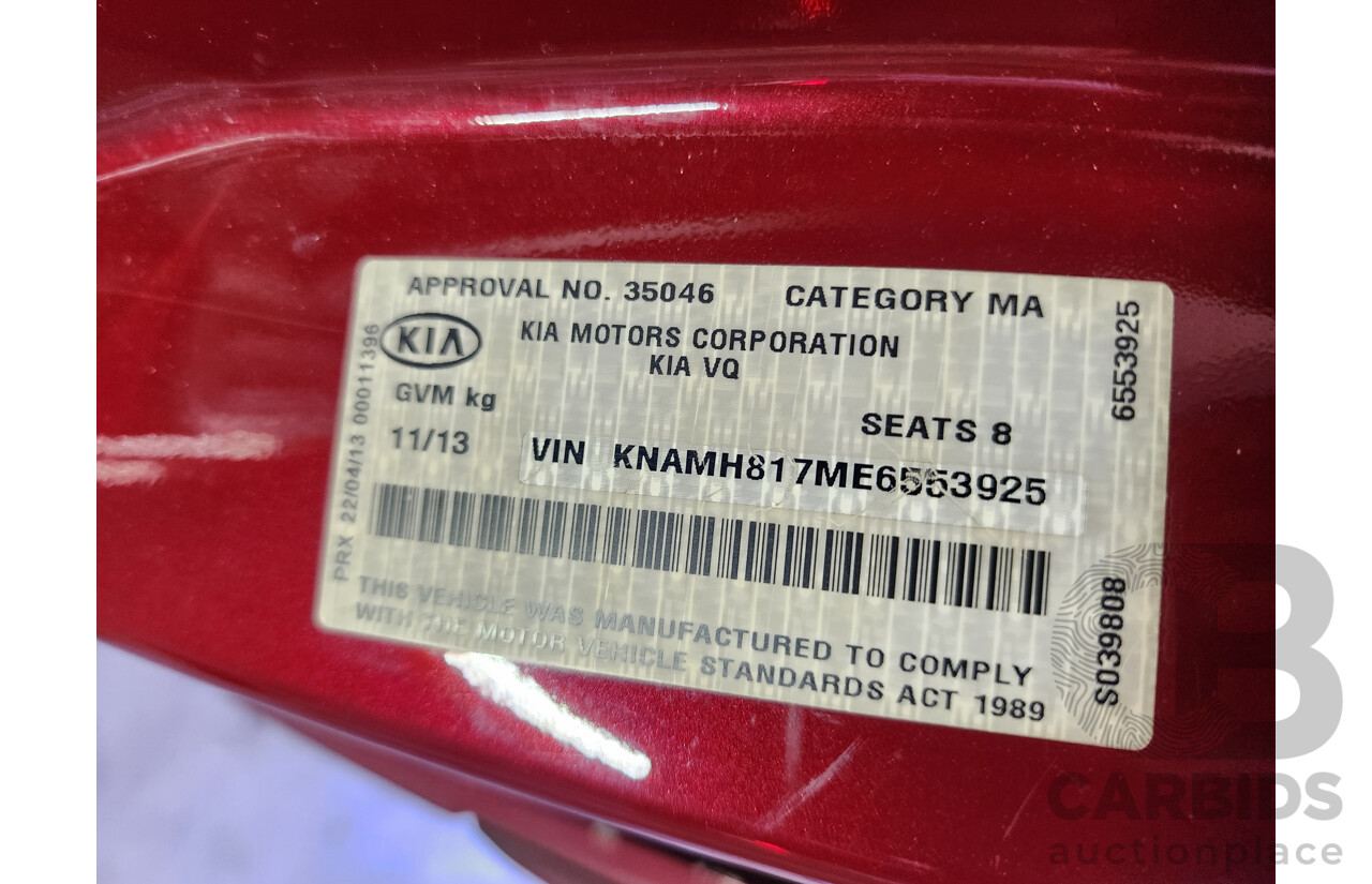 11/2013 Kia Grand Carnival Si VQ MY13 4d Wagon Maroon 3.5L
