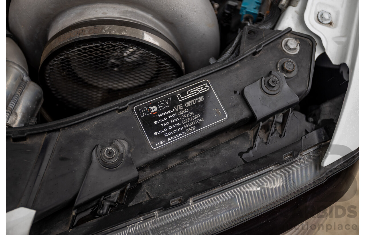 6/2009 Holden Special Vehicles HSV VE GTS MY08 Upgrade Build Number #960 4d Sedan White Turbocharged V8 1100hp+