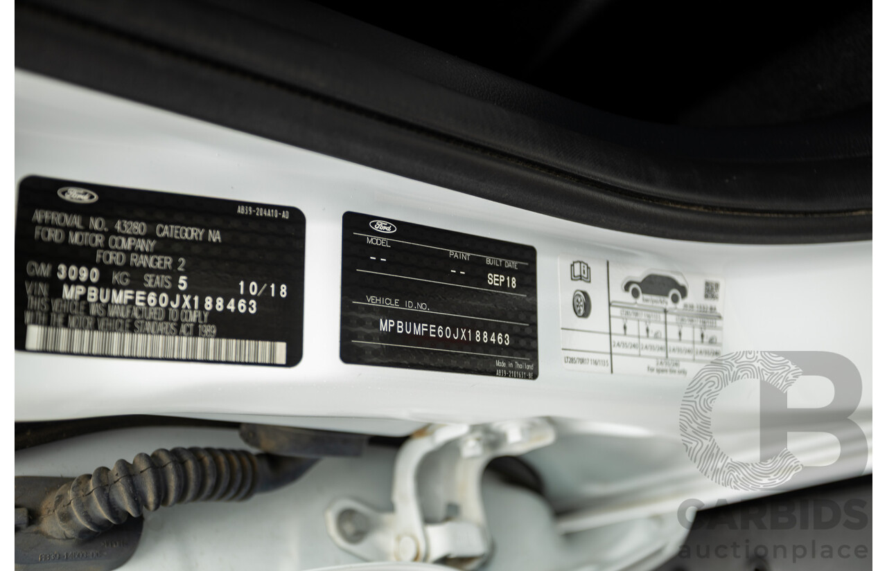 10/2018 Ford Ranger Raptor 2.0 (4x4) PX MKIII MY19 4d Double Cab P/Up Frozen White Twin Turbo Diesel 2.0L