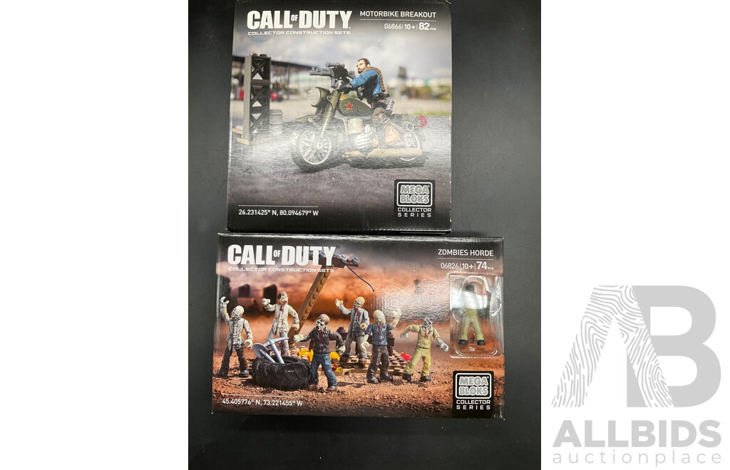 Assorted Collectable Figures, Including2 Funko Pops Collectable Vinyl Figures, 2 MARVEL Avengers Action Figures and  MEGA BLOCK Call of Duty Collectorable Building Sets - Lot of 6