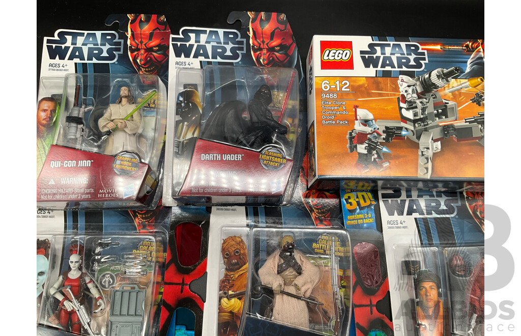 Assorted Collectable STAR WARS Action Figures and LEGO StarWars (9488) - Lot of 9