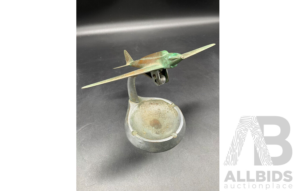 Vintage Trench Art Metal Plane Ashtray