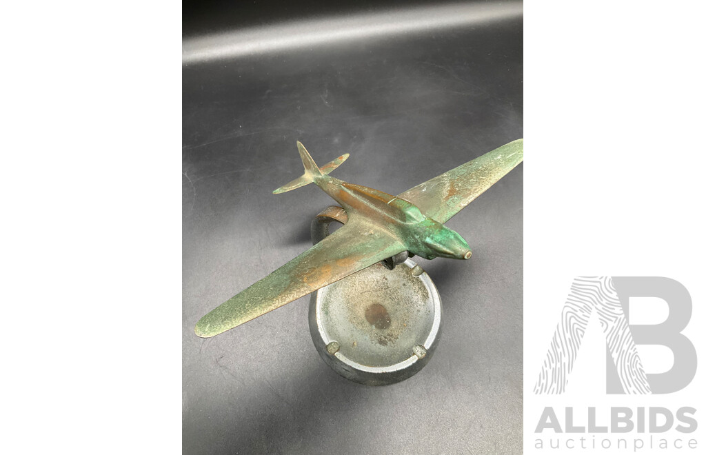 Vintage Trench Art Metal Plane Ashtray