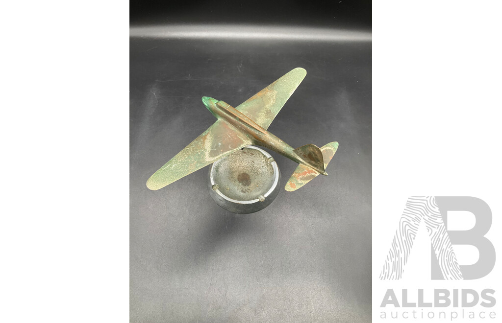 Vintage Trench Art Metal Plane Ashtray