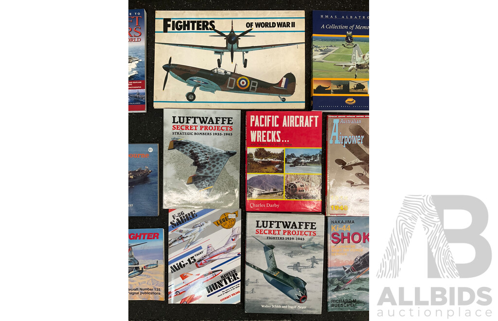 Collection of Books About Military Aircraft and Naval Vessels - Lot of 17