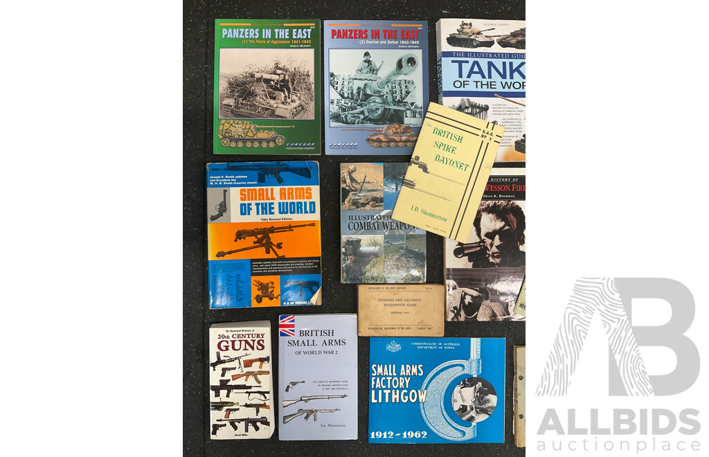 Collection of Books About Military Firearms and Tanks - Lot of 15