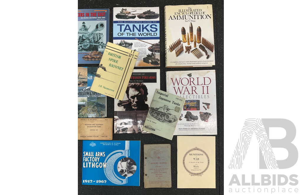 Collection of Books About Military Firearms and Tanks - Lot of 15