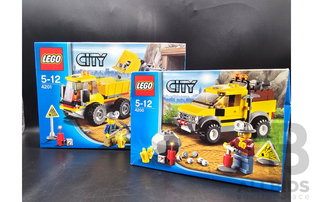Retired Lego Set, City, Mining 4x4, 4200 and Loader and Dump Truck, 4201 Sealed New in Box