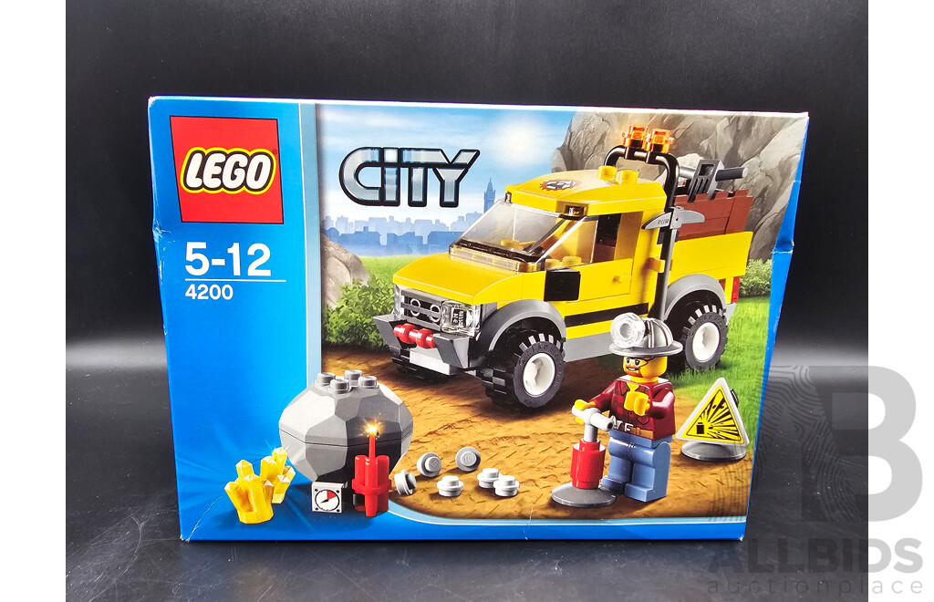 Retired Lego Set, City, Mining 4x4, 4200 and Loader and Dump Truck, 4201 Sealed New in Box
