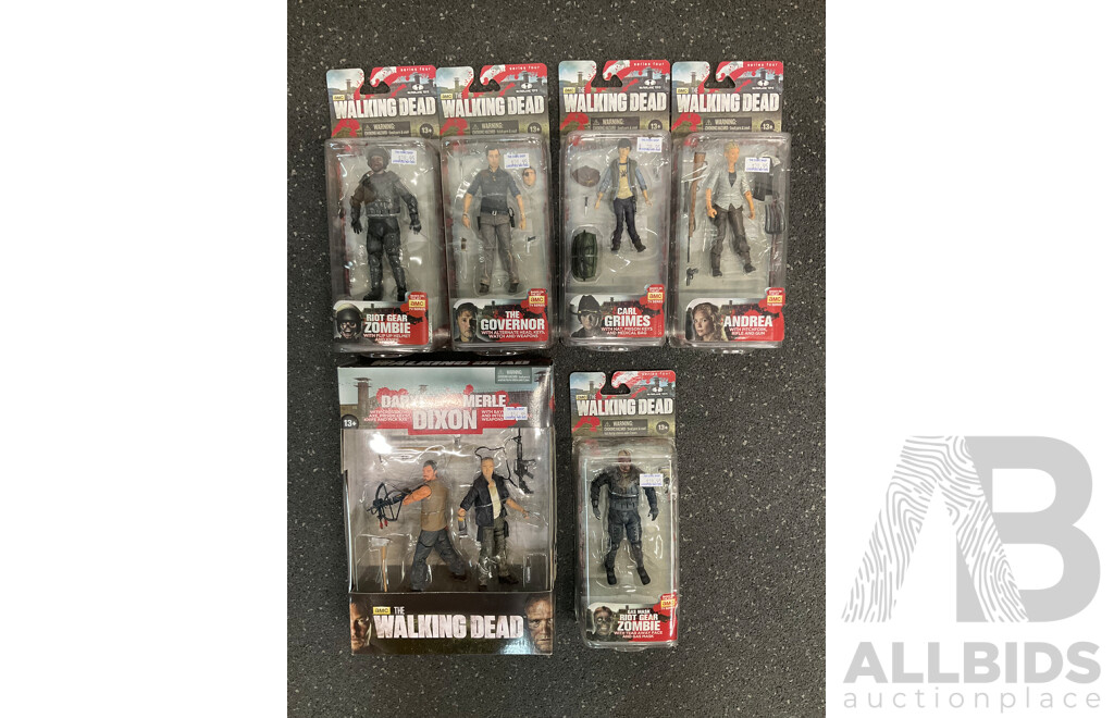 Walking Dead Action Figures, Lot of 6 -  Sealed New in Box