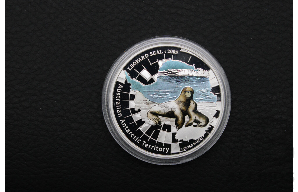 Australian TPM 2005 Australian Antarctic Territory Leopard Seal 1oz One Dollar Silver Proof Coin