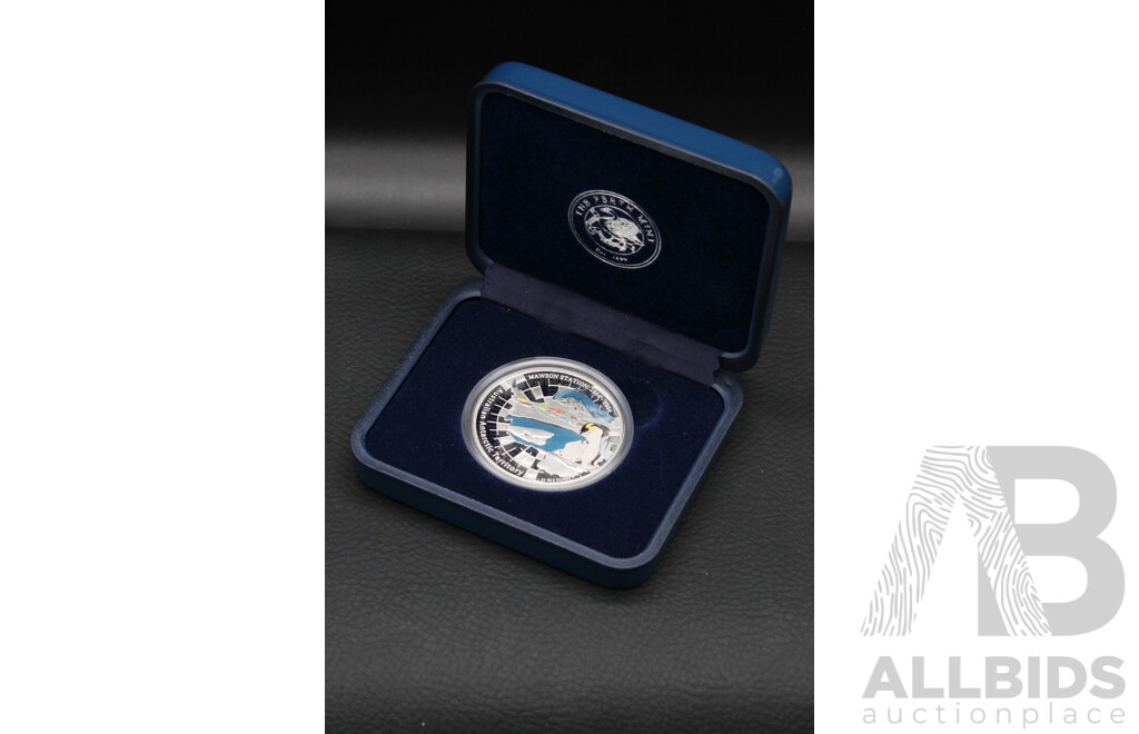 Australian TPM 2004 Australian Antarctic Territory Mawson Station 50th Anniversary 1oz One Dollar Silver Proof Coin