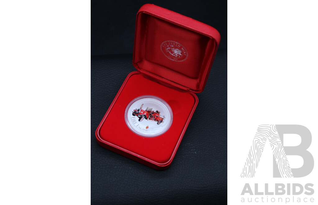 Australian TPM 2005 ''Fire Engines of the World'' 1932 Bickle Triple Combination Pumper 1oz One Dollar Silver Proof Coin