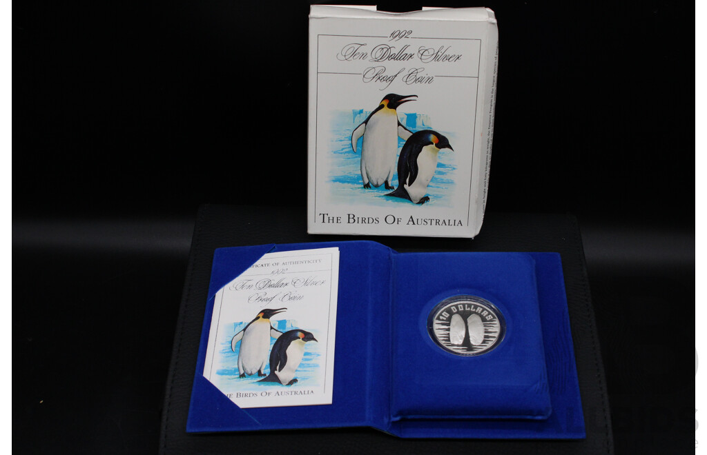 Australian RAM 1992 ''Birds of Australia''  $10 Emperor Penquin Silver Proof Coin