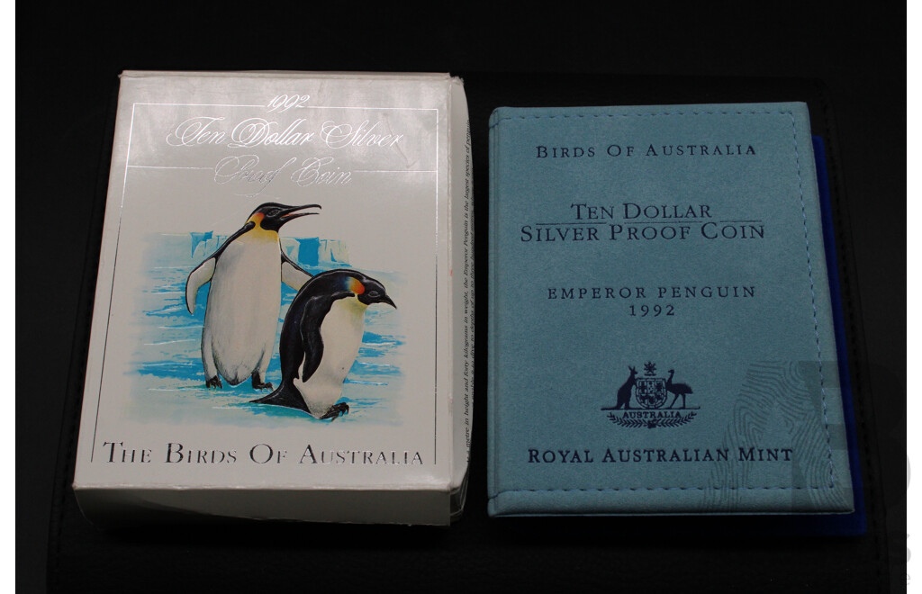 Australian RAM 1992 ''Birds of Australia''  $10 Emperor Penquin Silver Proof Coin