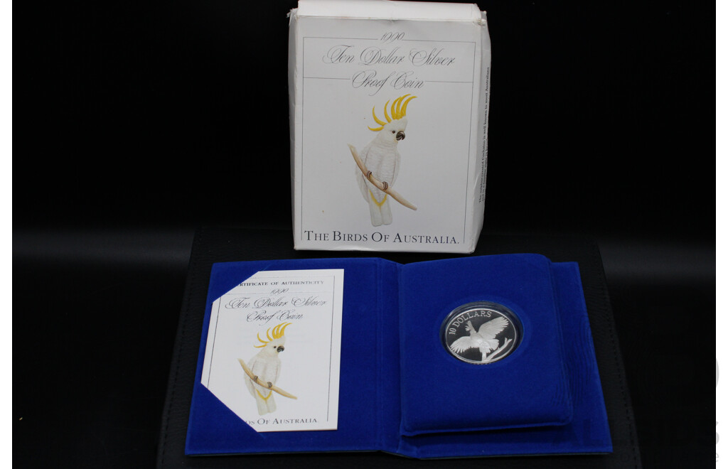 Australian RAM 1990 ''Birds of Australia''  $10 Cockatoo Silver Proof Coin