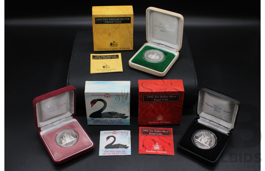 Collection of Australian RAM 1990-1993 ''State Series'' $10 Silver Proof Coins - Lot of 3