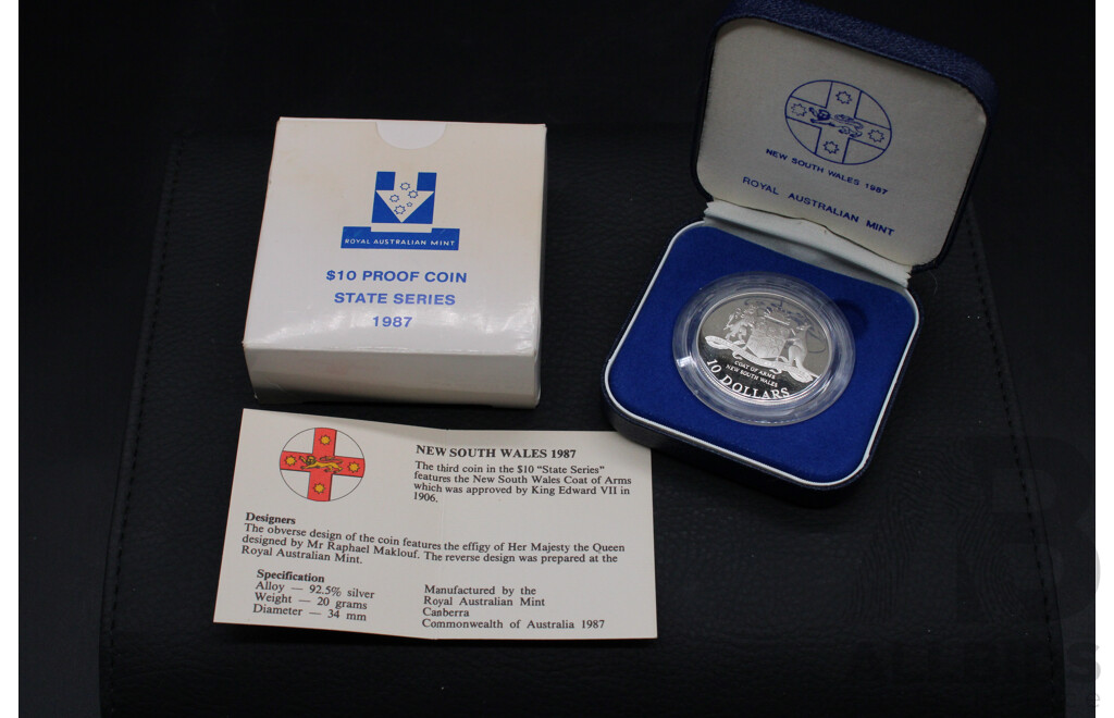 Collection of Australian RAM 1985-1987 ''State Series'' $10 Silver Proof Coins - Lot of 3