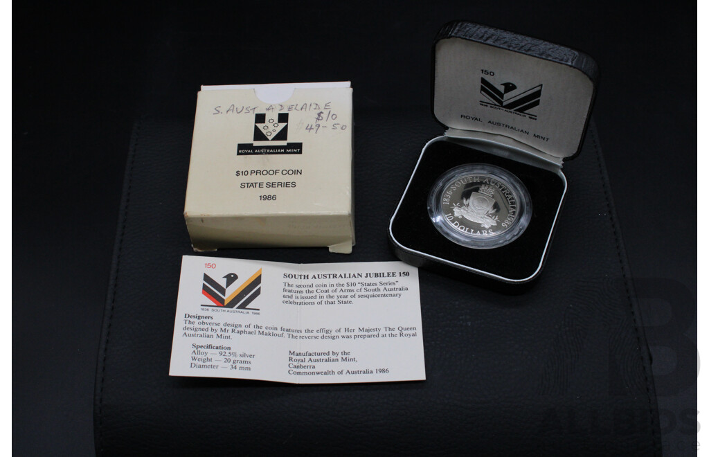Collection of Australian RAM 1985-1987 ''State Series'' $10 Silver Proof Coins - Lot of 3