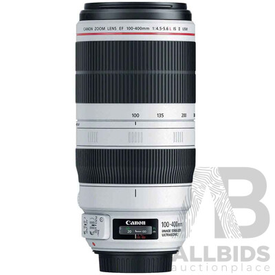Cannon EF 100-400mm F/4.5-5.6L is II USM Telephoto Camera Lens - White- ORP $4,159 - Brand New