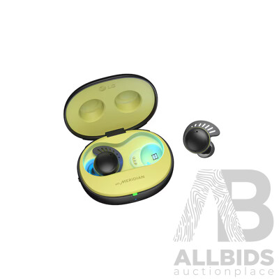 LG TONE Free UTF8Q Fit Wireless Earbuds with Swivel Grip and ANC - Black/Lime - ORP $387