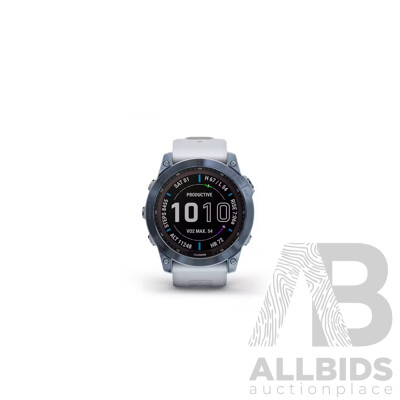 Garmin Fenix 7X Sapphire Solar Watch - Mineral Blue Titanium with Whitestone Band - ORP $1,699 Garmin Fenix 7X Sapphire Solar Watch - Mineral Blue Titanium with Whitestone Band - ORP $1,699