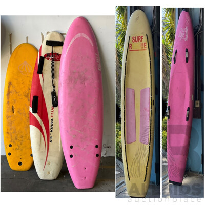 Assorted Surboard ,Soft-top Surboard ,Training Boards, Surf Rescue Board - Lot of 5 Assorted Surboard ,Soft-top Surboard ,Training Boards, Surf Rescue Board - Lot of 5
