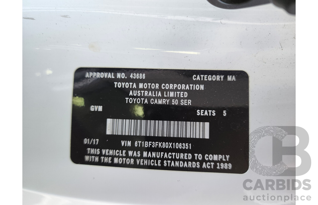 1/2017 Toyota Camry Altise ASV50R MY16 4d Sedan White 2.5L