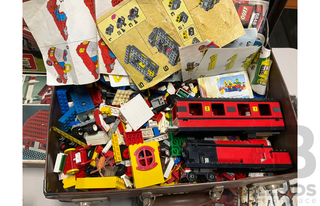 Collection of Assorted Lego Pieces and Boxes Including Star Wars Train, Instruction Manuals and More