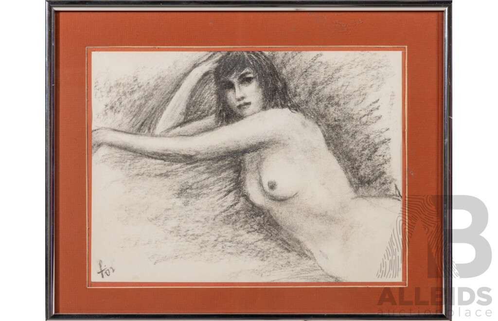 Richard King Farmer, (20th Century, Australian, 1930-2025), Life Class Model - Didn't Get Her Name 1 & II, Nice Pair of Original Charcoal Sketches, 42 x 33 cm (largest frame) (2)