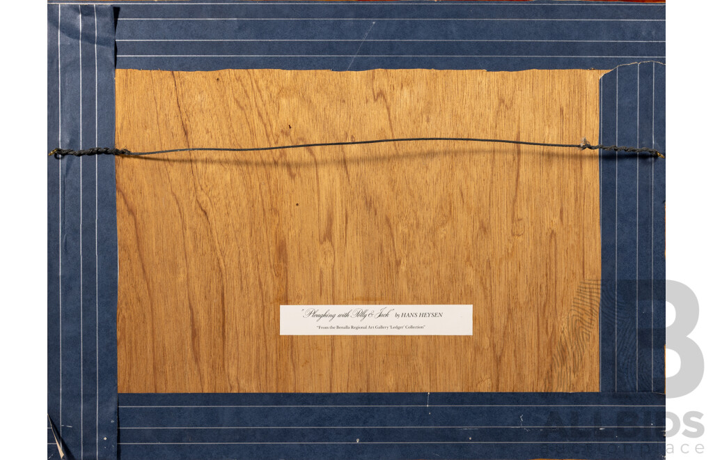 Sir Hans Heysen, (German Born Australian, 1877-1968), Ploughing with Polly & Jack, Reproduction Print After Original Watercolour, 48 x 65 cm (frame)