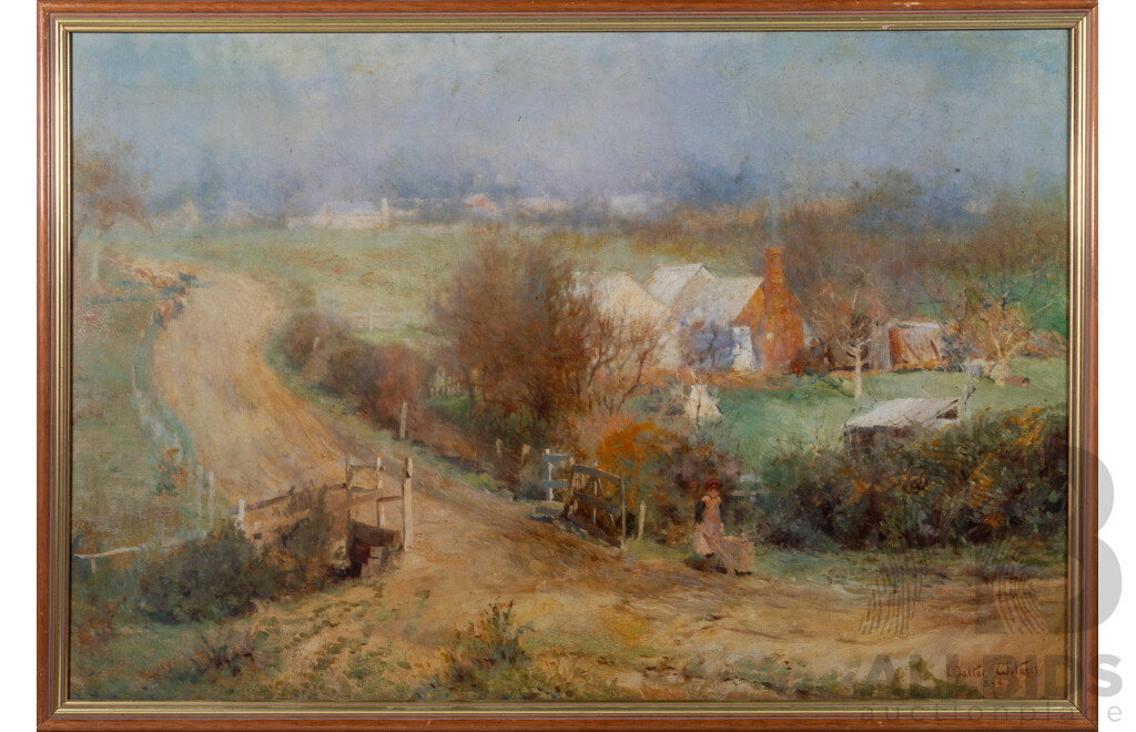 Walter Withers (19/Early 20th Centuries, Australian,1854-1914), A Bright Winter's Morning, Reproduction Colour Print of Original 1894 Oil, 66 x 95 cm (frame)