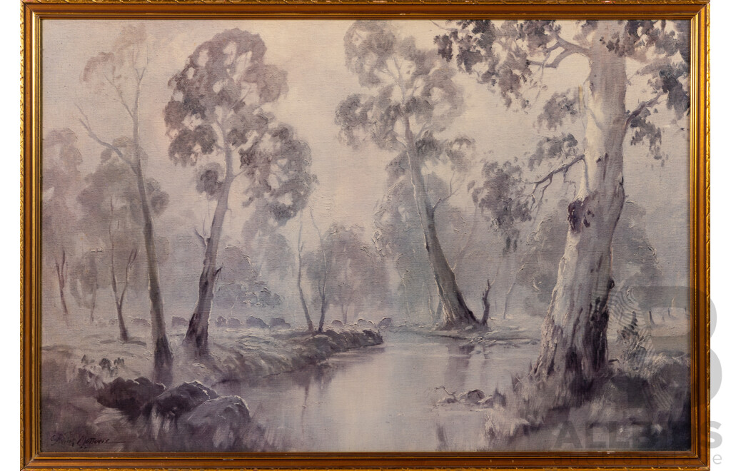 Frank Mutsaers, (20th Century, Australian, 1920-2005), Morning Light - Yarra Valley, Victoria, Vintage Reproduction Print of Original, 54 x 79 cm (frame)