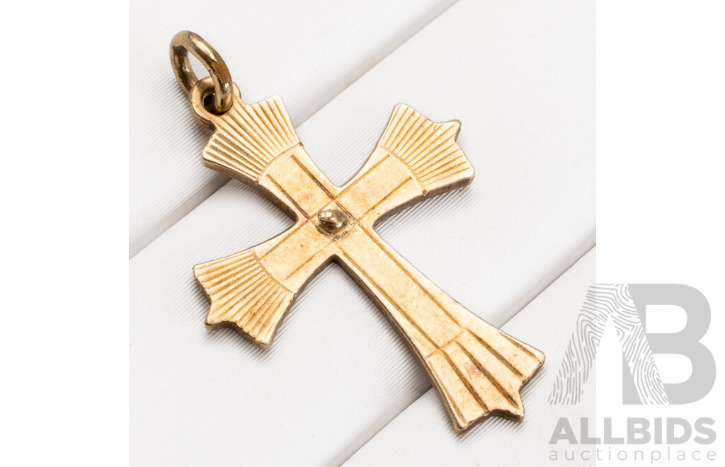 9ct Vintage Cross Pendant, 24mm, 1.09 Grams